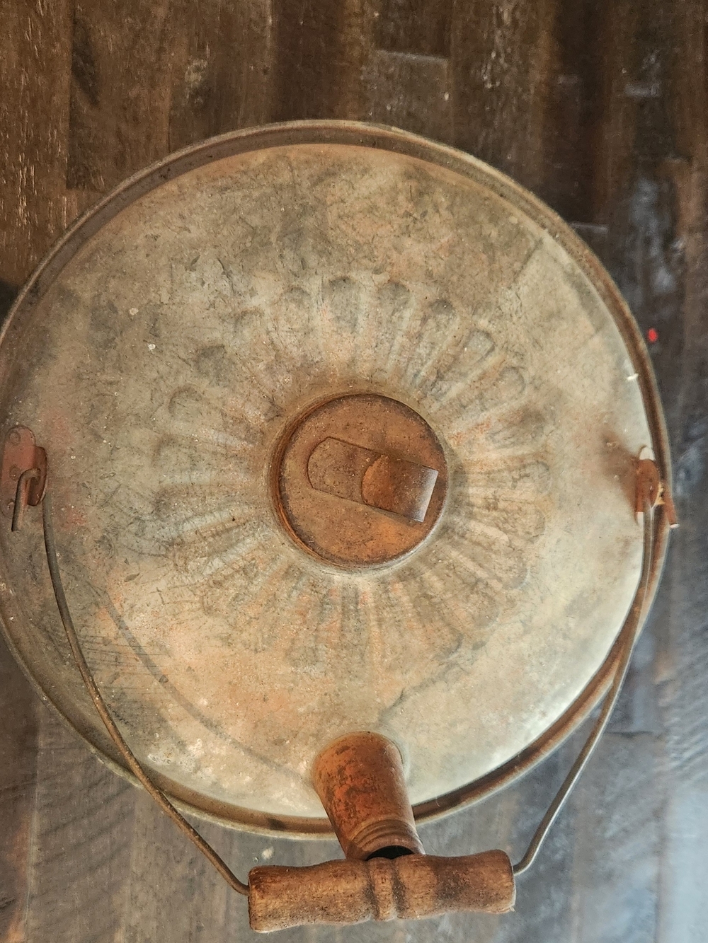 Vintage Rusted Orange Metal Kettle with Spout - Picture 6 of 7
